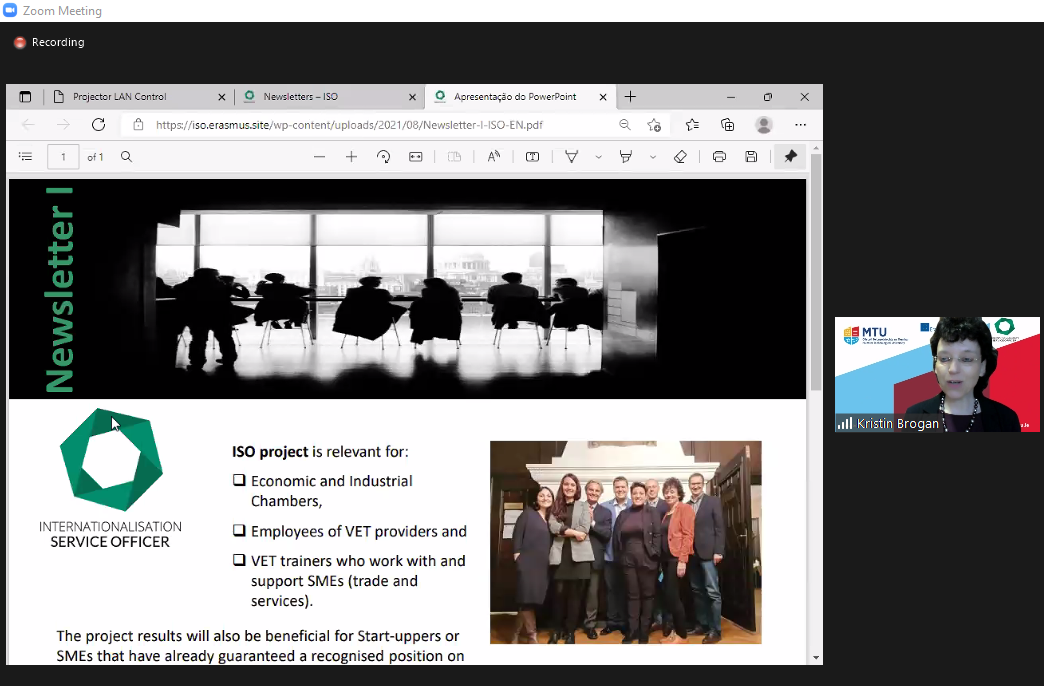 Kristin Brogan from MTU presents the ISO project to international partners via Zoom