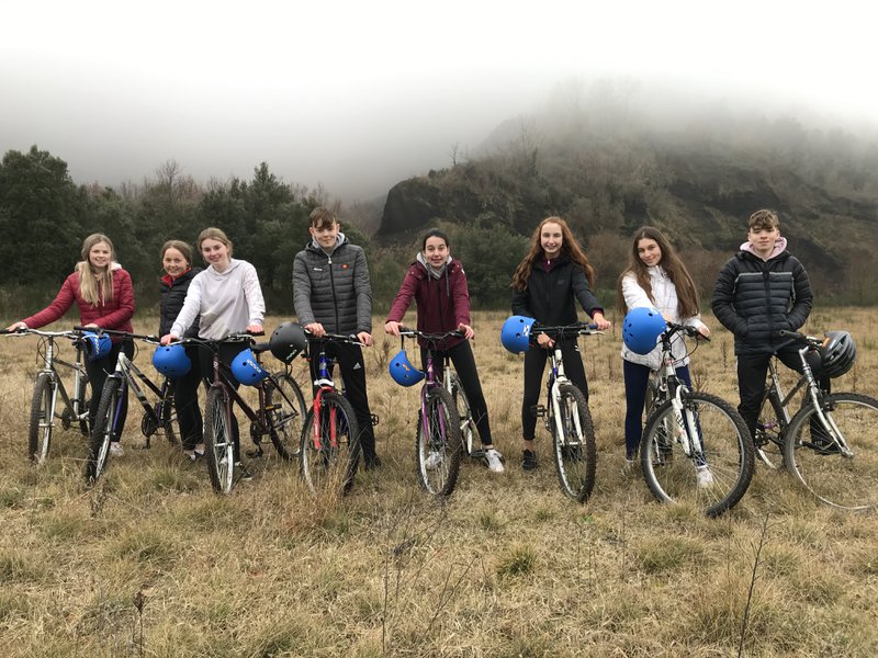 Cycling to Volca Croscat in Spain during our Erasmus+ KA229 School Partnership visit