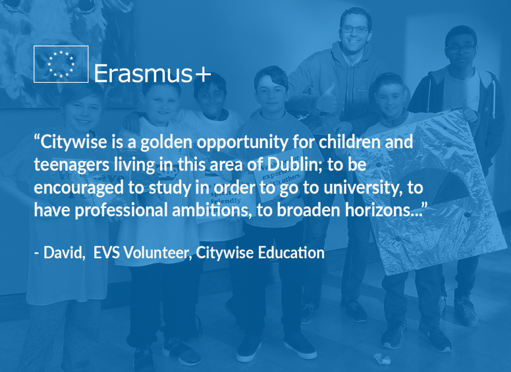 European Voluntary Service (EVS) volunteer David Andrés with Citywise young people