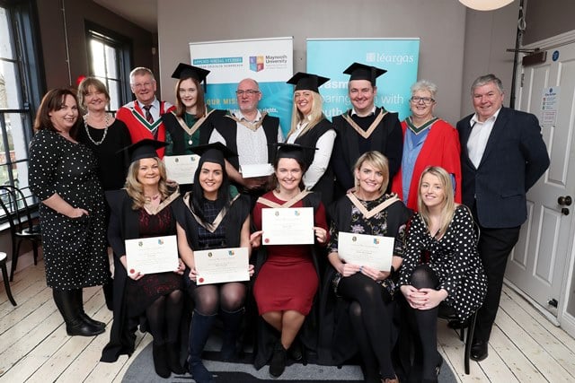 Photograph of graduates with staff from Léargas and Maynooth University
