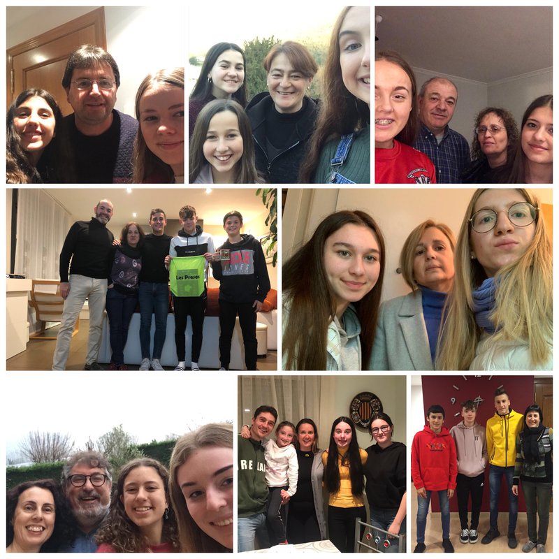 Students with their host families on their Erasmus+ KA229 School Partnership