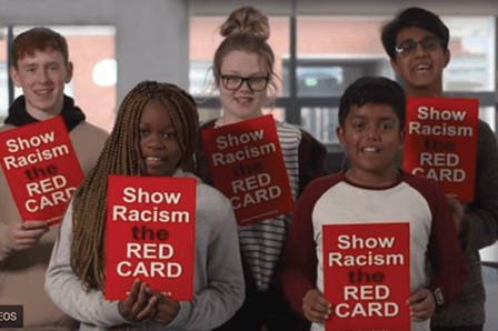 Young people supporting the Show Racism the Red Card campaign