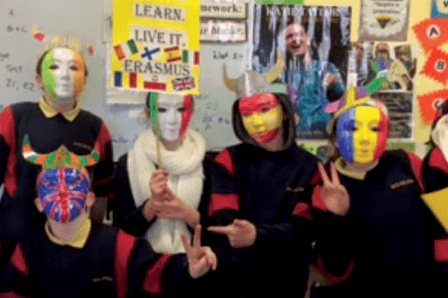 School pupils enjoying their Erasmus project